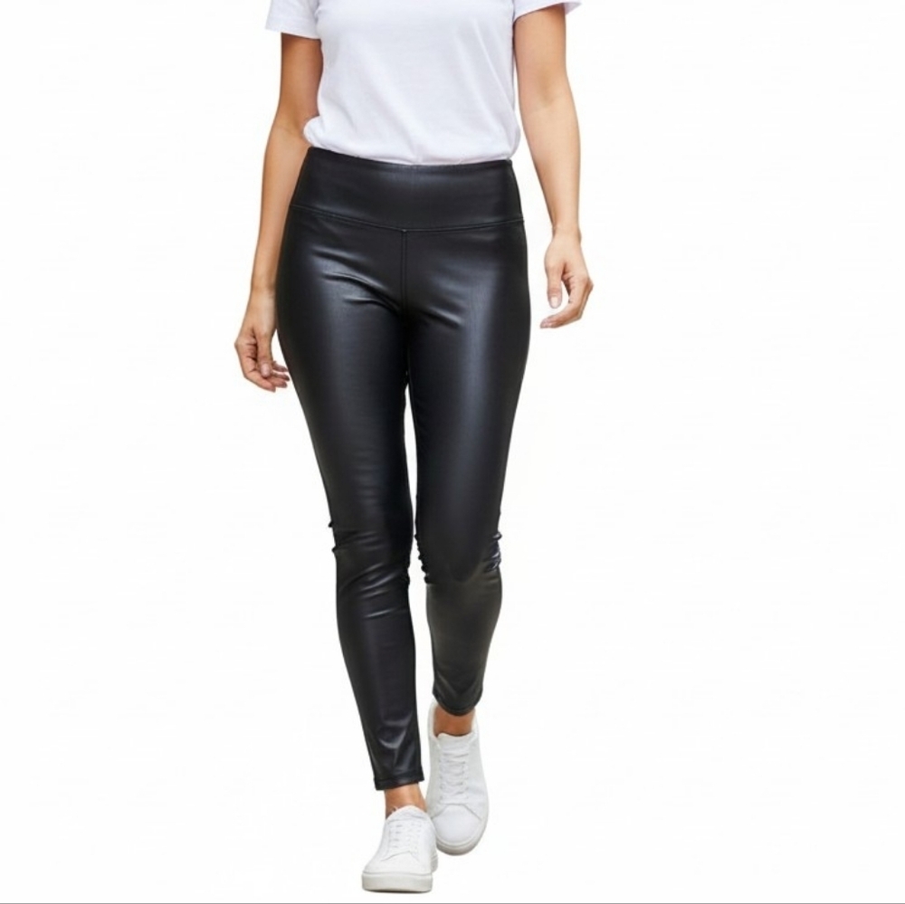Vince Camuto Faux Leather Pants Women Size M Black Skinny Ankle Pull On New
